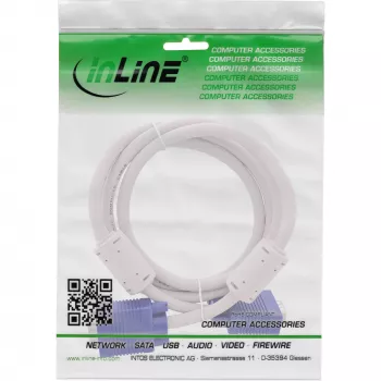 Cabo S-VGA InLine 15 HD cinzento macho/macho 15 m