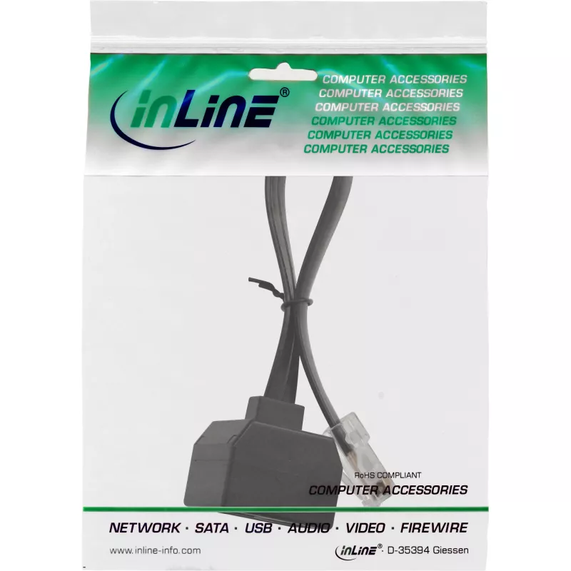 Splitter ISDN InLine 1 -> 2, 1x RJ45 M / 2x RJ45 F, (8P8C), sem resistências