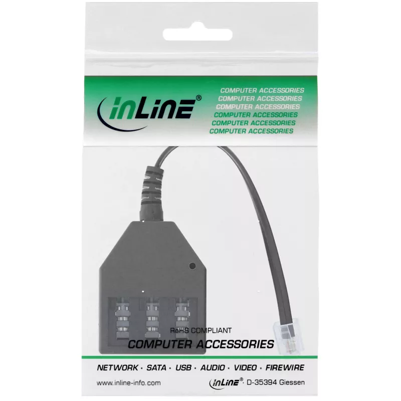 Cabo adaptador TAE alemão InLine RJ11 6P4C macho para TAE NFN fêmea 69942A