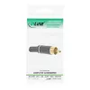 Ficha RCA InLine para soldar anel branco metal preto para cabo de 6 mm
