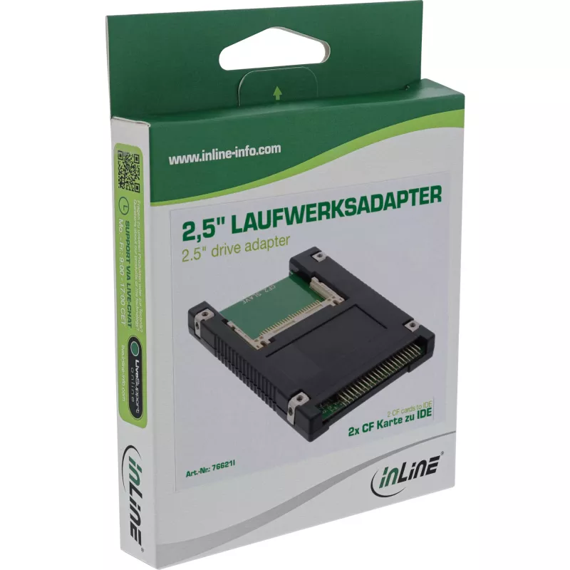 Adaptador InLine IDE 2,5 polegadas para 2x Compact Flash – utilizar cartões CF como discos rígidos