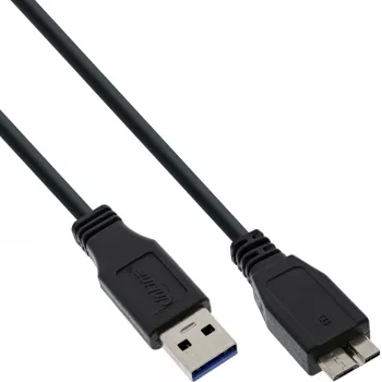 Cabo USB 3.2 Gen.1 Type-A macho / Micro-B macho InLine 35410 1m preto
