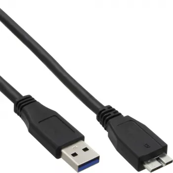Cabo USB 3.2 Gen.1 InLine Type-A macho / Micro-B macho, preto, 0,5 m