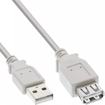 Cabo de extensão USB 2.0 Type-A macho/fêmea InLine 34610X bege 1m