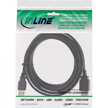 Cabo de extensão USB 2.0 Type-A macho/fêmea InLine 34610B preto 1m