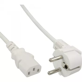 Cabo de alimentação InLine, CEE 7/7 angular / ficha IEC C13 de 3 polos, branco, 5 m