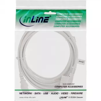 Cabo de alimentação InLine, CEE 7/7 angular / ficha IEC C13 de 3 polos, branco, 5 m