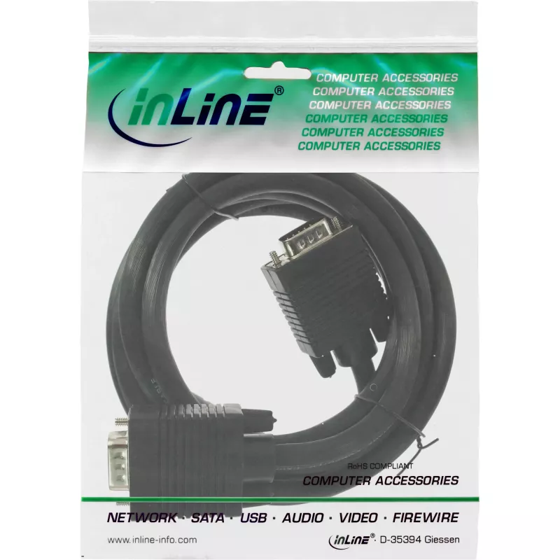 Cabo S-VGA InLine 17718B 15HD macho-macho preto 5 m