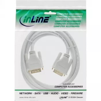 Cabo InLine DVI-D 24+1 macho/macho DVI Dual Link branco/dourado 3 m