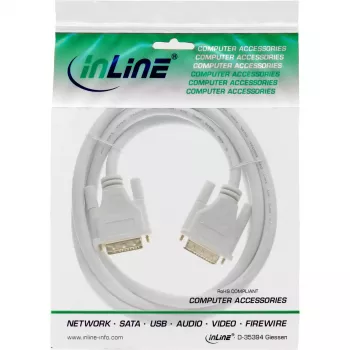 Cabo InLine DVI-D 24+1 macho/macho DVI Dual Link branco/dourado 2 m