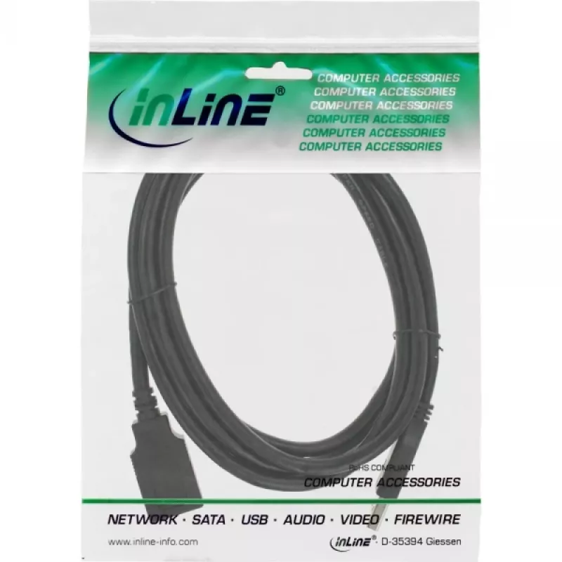 InLine USB 3.2 Gen.1 Cabo de extensão, USB-A macho / fêmea, preto, 2,5 m (35625)