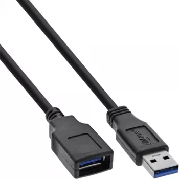 Cabo InLine USB 3.2 Gen.1 Type-A macho / Type-A fêmea, preto, 0,5 m