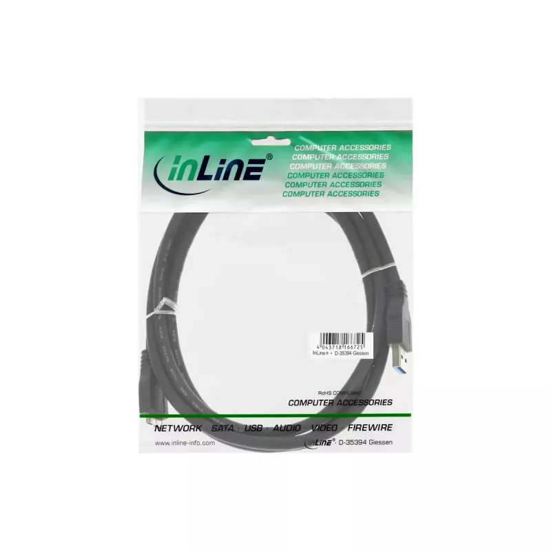 InLine USB 3.2 Gen.1 Cabo, de USB-A para Micro-USB B, 5 m, preto (35450)