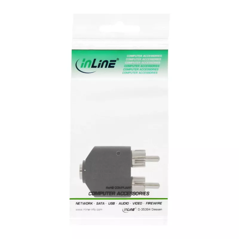 Adaptador de áudio conector fêmea jack 3,5 mm estéreo / 2x RCA macho InLine 99343
