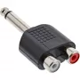 Adaptador de áudio InLine ficha jack 6,3 mm mono / 2x conector fêmea RCA