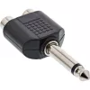 Adaptador de áudio InLine ficha jack 6,3 mm mono / 2x conector fêmea RCA