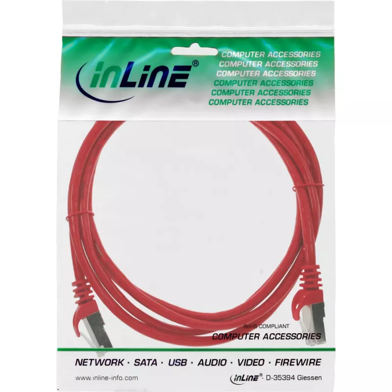 Cabo de rede InLine F/UTP Cat.5e vermelho 1 m