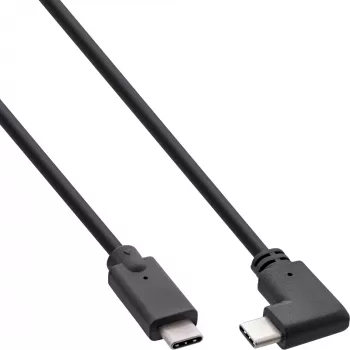 Cabo InLine USB 3.2 Gen.2, USB-C macho/macho angular, preto, 0,3 m
