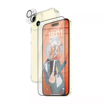 PanzerGlass pack 3 em 1 iPhone 15 Plus vidro temperado resistente a impactos