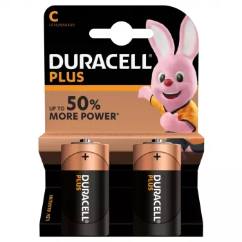 Pilha descartável Duracell Plus C alcalina