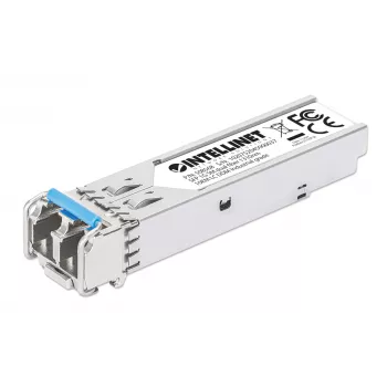 Módulo transceptor ótico SFP Gigabit Fiber Industrial Intellinet 1000Base-LX monomodo 10 km prateado