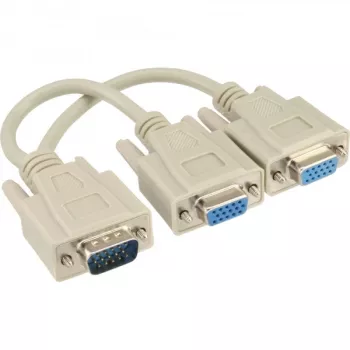 Cabo VGA em Y InLine HD15 ficha / 2x HD15 conector fêmea 0,2 m