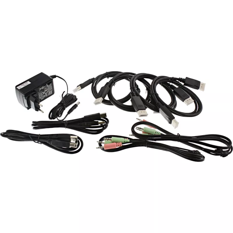 Comutador KVM de secretária InLine, 2 portas, monitor duplo DisplayPort 1.2, 4K, USB 2.0