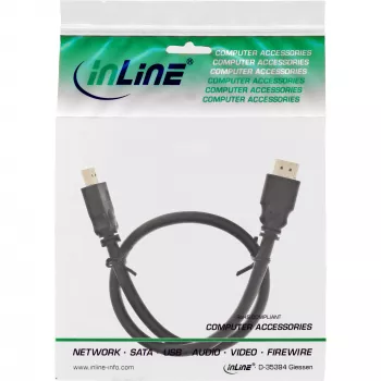Cabo HDMI InLine, cabo HDMI High Speed, M/M, preto, contactos dourados, 1 m