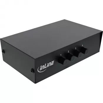 Comutador AV manual InLine 4 portas 3x RCA IN/OUT Composite preto
