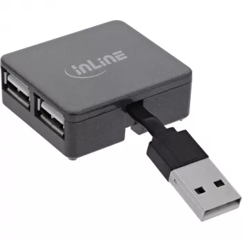 Hub USB 2.0 4 portas InLine, ficha USB-A para 4x conector fêmea USB-A, cabo 4cm