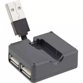 Hub USB 2.0 4 portas InLine, ficha USB-A para 4x conector fêmea USB-A, cabo 4cm