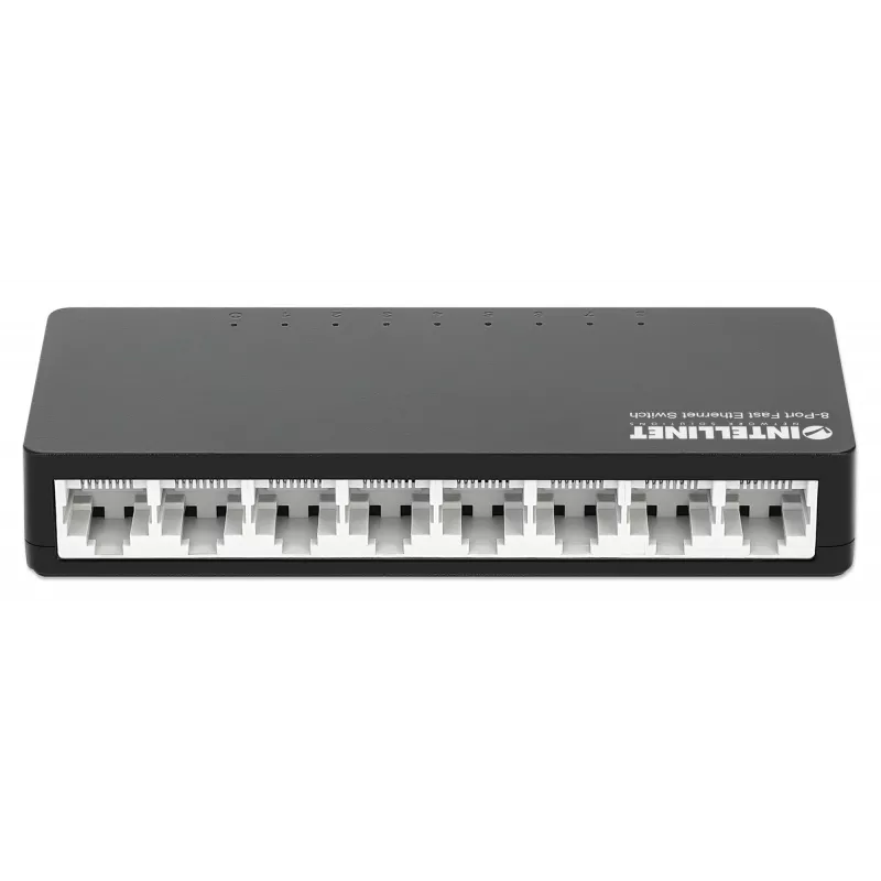 Switch Fast Ethernet 8 portas Intellinet tamanho de secretária, plástico, IEEE 802.3az (Energy Efficient Ethernet), preto