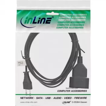 Extensão elétrica InLine ficha Type C europeu macho / fêmea, preta, 5m