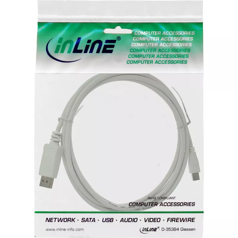 Cabo Mini DisplayPort para DisplayPort InLine branco 1 m