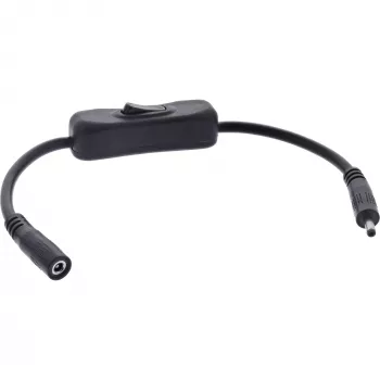 Cabo DC InLine com interruptor, ficha/conector fêmea DC 3,5x1,35mm, AWG 18, preto, 0,20m