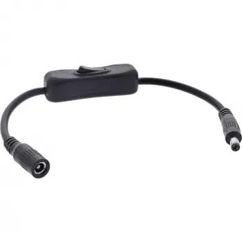 Cabo DC InLine com interruptor, ficha/conector fêmea DC 5,5x2,5mm, AWG 18, preto, 0,20m