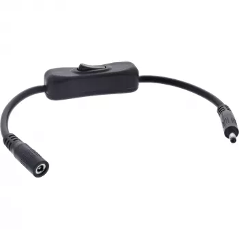 Cabo DC InLine com interruptor, ficha/conector fêmea DC 4,0x1,7 mm, AWG 18, preto, 0,20 m