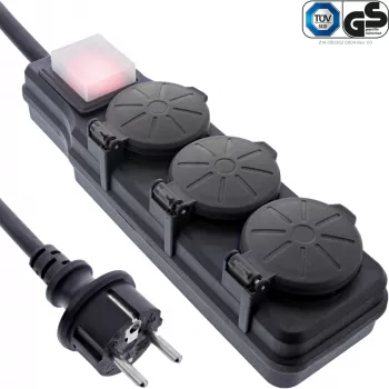 Extensão elétrica InLine 16493Q 10 m 3 tomadas AC preto