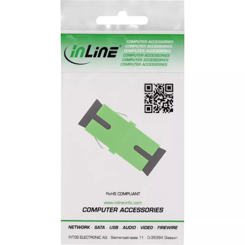 Adaptador de fibra ótica InLine 89992G Simplex SC/SC SM verde