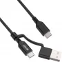 Cabo USB-C 2 em 1 InLine + adaptador USB-A, USB 2.0, 100W, TPE, preto, 1m