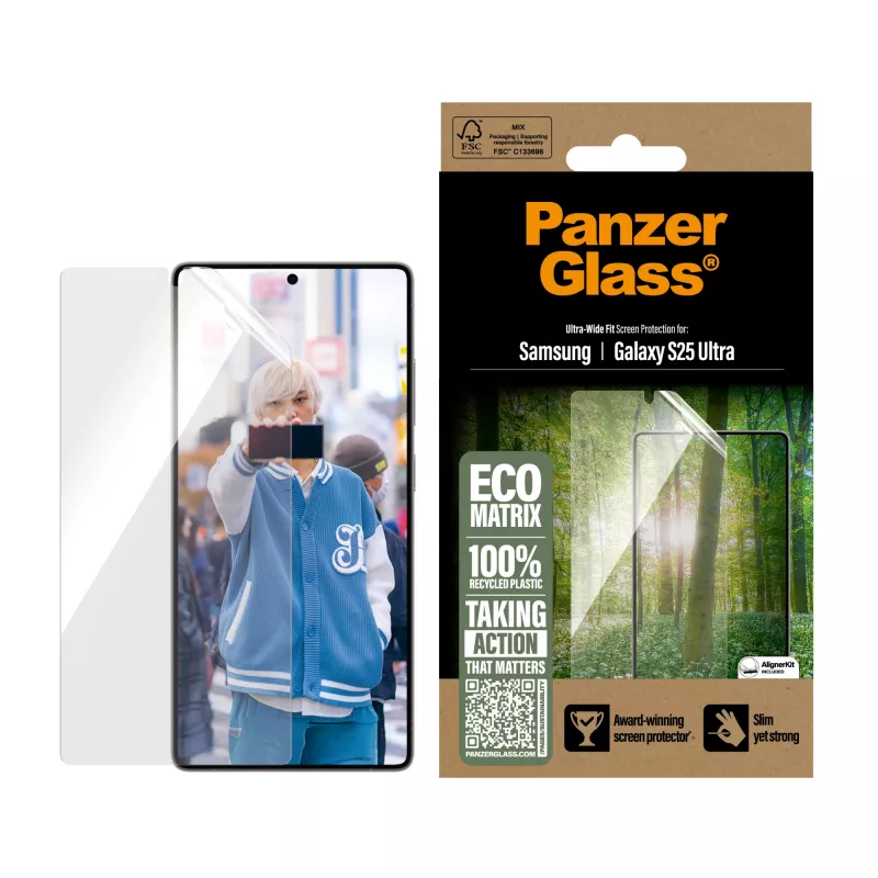 Película de proteção de ecrã PanzerGlass® ECO MATRIX Samsung Galaxy S25 Ultra | Ultra-Wide Fit