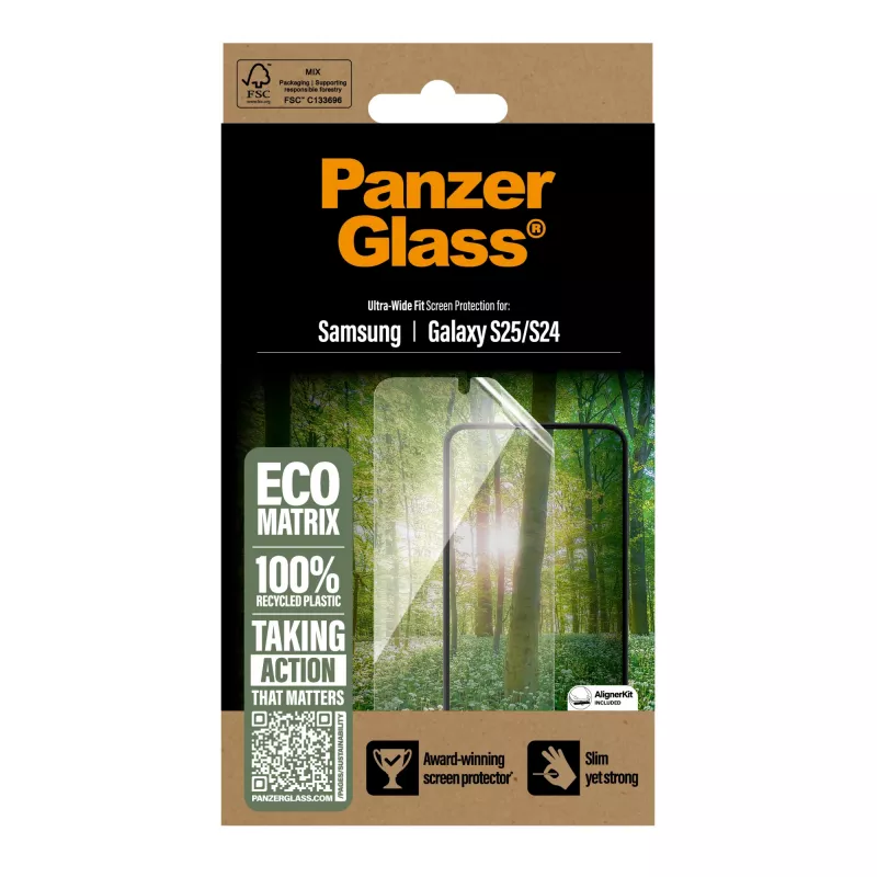 Proteção de ecrã PanzerGlass ® ECO MATRIX Samsung Galaxy S25 | S24 | Ultra-Wide Fit