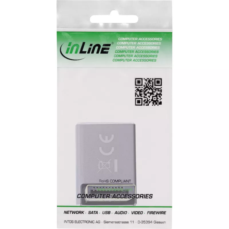 Adaptador de mudança de género InLine 17291G DisplayPort cinzento, preto