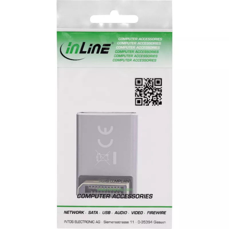 InLine 17291F adaptador DisplayPort 1.4, macho/fêmea, 90 graus para baixo, 8K