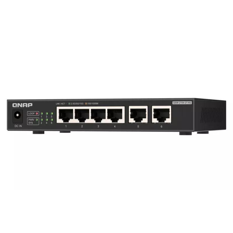 QNAP QSW-2104-2T-R2 switch de rede não gerido 10G Ethernet (100/1000/10000) de secretária preto