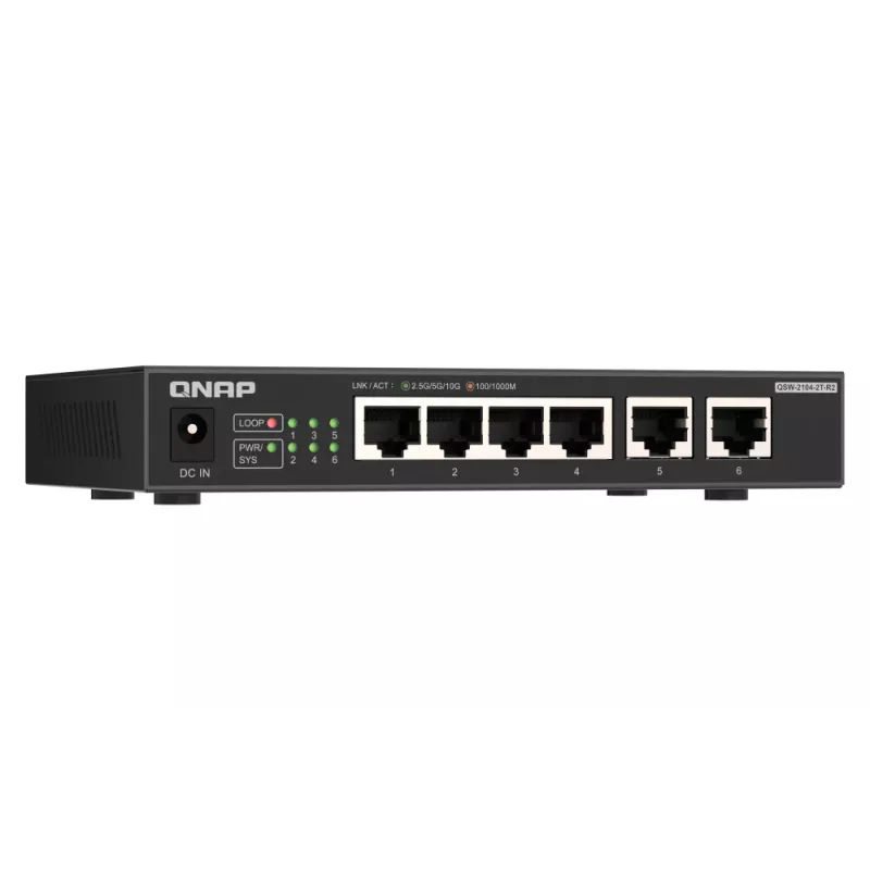 QNAP QSW-2104-2T-R2 switch de rede não gerido 10G Ethernet (100/1000/10000) de secretária preto