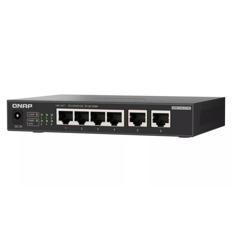 QNAP QSW-2104-2T-R2 switch de rede não gerido 10G Ethernet (100/1000/10000) de secretária preto