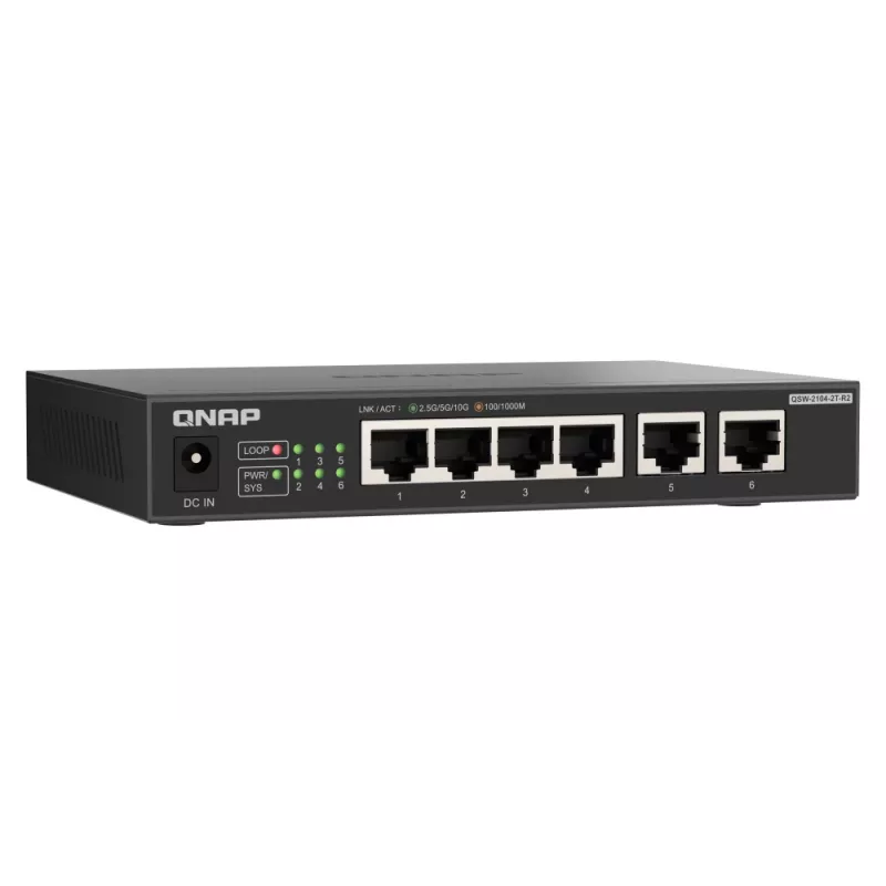 QNAP QSW-2104-2T-R2 switch de rede não gerido 10G Ethernet (100/1000/10000) de secretária preto