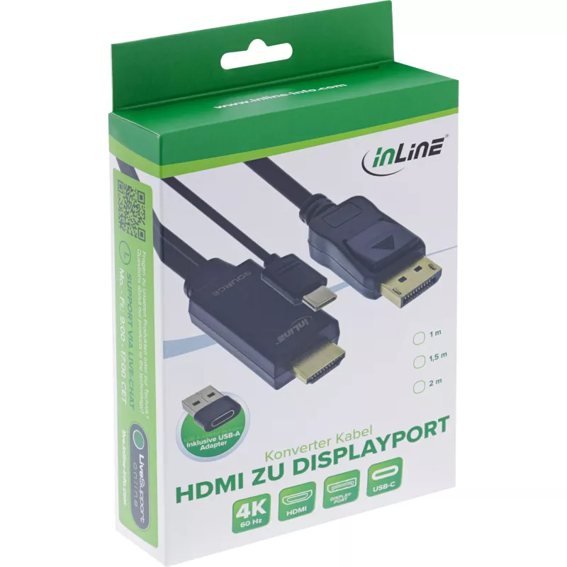 Conversor de vídeo ativo InLine 17162I 3840x2160 HDMI para DisplayPort