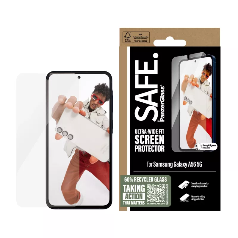 PanzerGlass SAFE. by ® proteção de ecrã Samsung Galaxy A56 5G | Ultra-Wide Fit com EasyAligner